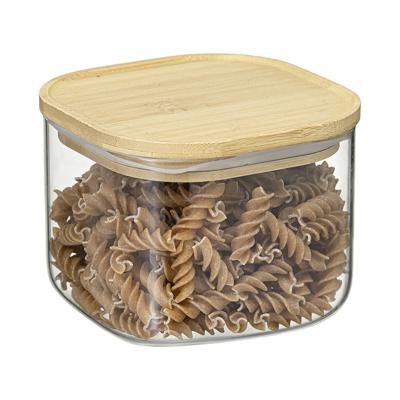 Остальные предметы ЯЯЯ Банка для хранения квадратная glass bamboo,1 л арт. SS0000164