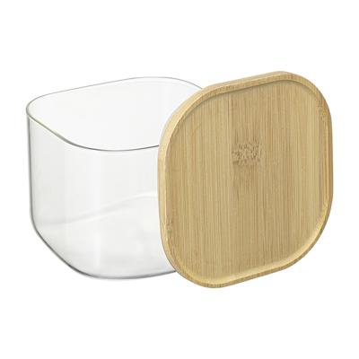 Остальные предметы ЯЯЯ Банка для хранения квадратная glass bamboo,1 л арт. SS0000164