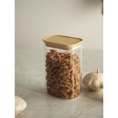 Остальные предметы ЯЯЯ Банка для хранения прямоугольная glass bamboo, 1,3 л арт. SS0000168