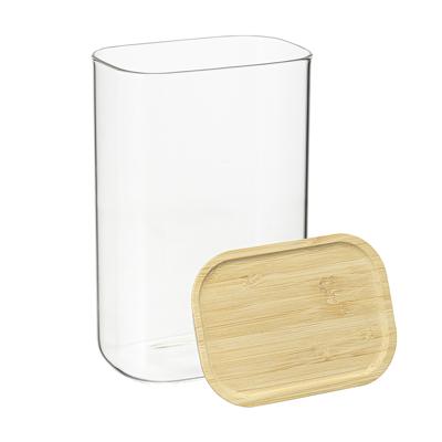Остальные предметы ЯЯЯ Банка для хранения прямоугольная glass bamboo, 1,3 л арт. SS0000168
