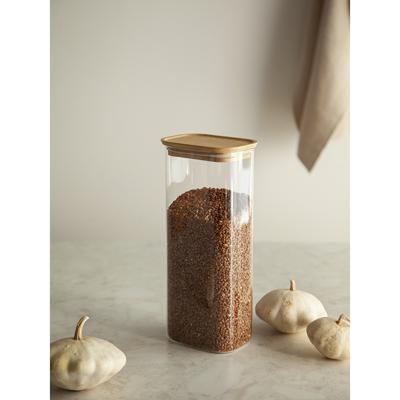 Остальные предметы ЯЯЯ Банка для хранения прямоугольная glass bamboo, 2 л арт. SS0000169