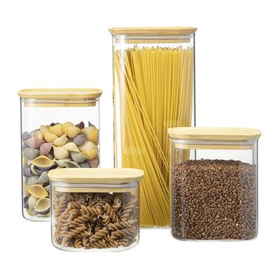 Остальные предметы ЯЯЯ Банка для хранения прямоугольная glass bamboo, 2 л арт. SS0000169