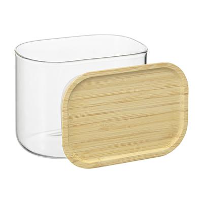 Остальные предметы ЯЯЯ Банка для хранения прямоугольная glass bamboo, 600 мл арт. SS0000166