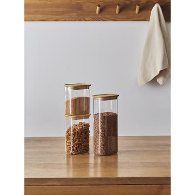 Остальные предметы ЯЯЯ Банка для хранения прямоугольная glass bamboo, 950 мл арт. SS0000167
