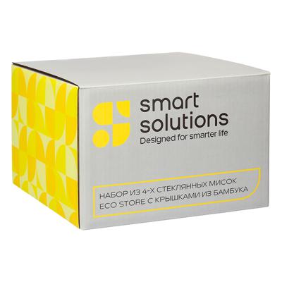 Остальные предметы ЯЯЯ Набор из 4-х стеклянных мисок eco store с крышками из бамбука арт. SS0000282