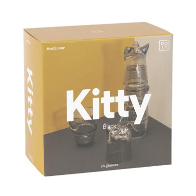 Стакан Doiy Набор из 4 стаканов kitty, черный арт. DYGLAKIBK