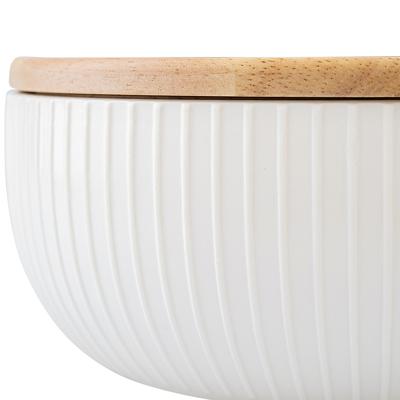Набор посуды ЯЯЯ Салатник с крышкой из каучукового дерева soft ripples, dual glazing, D22 см арт. LJ000017