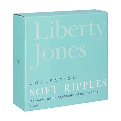 Набор посуды ЯЯЯ Менажница soft ripples, dual glazing, на деревянной подставке, 4 чаши арт. LJ0000342