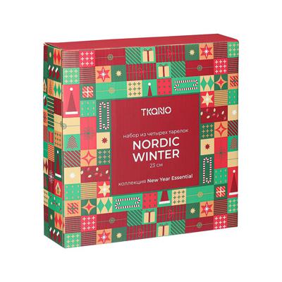Тарелка Tkano Набор из четырех тарелок nordic winter из коллекции new year essential, D23 см арт. TK25-NY_PL0002