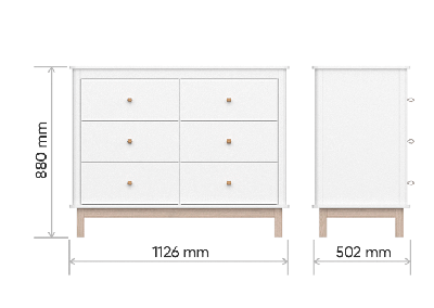 Мебель Ellipsefurniture Комод Classic 6 ящиков с фрезеровкой "Геометрия" (белый) арт. CLMBCD01020195