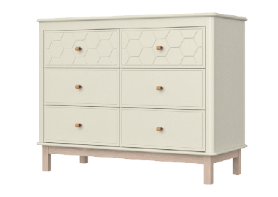 Мебель Ellipsefurniture Комод Classic 6 ящиков с фрезеровкой "Мозаика" (молочный) арт. CLMBCD02020196