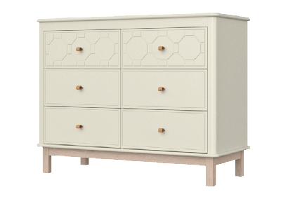 Мебель Ellipsefurniture Комод Classic 6 ящиков с фрезеровкой "Мозаика" (молочный) арт. CLMBCD02020196