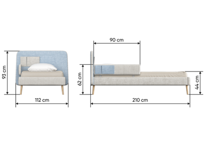Кровать Ellipsefurniture Кровать подростковая Soft (бежевый/зеленый) 90*200 см арт. KD010103010101