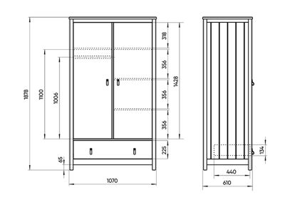 Мебель Ellipsefurniture Шкаф Wood 2-х створчатый (серый) арт. WW010602010101