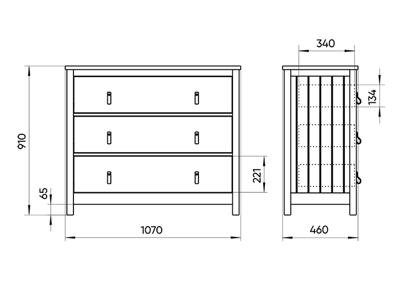 Мебель Ellipsefurniture Комод Wood 3 ящика (белый) арт. WW010301010101