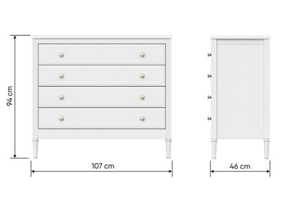 Мебель Ellipsefurniture Комод Elit 4 ящика (белый) арт. ET010201010101