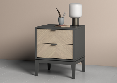 Мебель Ellipsefurniture Тумба прикроватная Fjord 2 ящика (темно-серый) арт. FJ010102070101