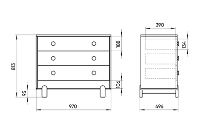 Комод Ellipsefurniture Комод Ice-cream 3 ящика (молочный) арт. IC010102010101
