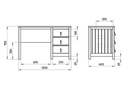 Мебель Ellipsefurniture Стол письменный Elit 60*120 см (белый) арт. ET010401010101