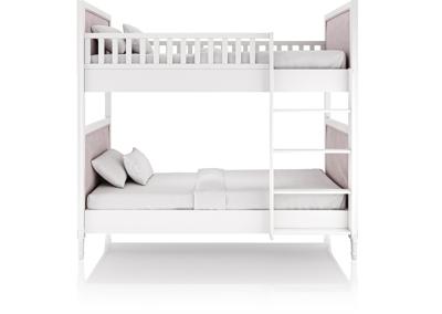 Кровать двухъярусная Ellipsefurniture Кровать двухъярусная Elit (белый, розовая ткань) арт. ET010110020109