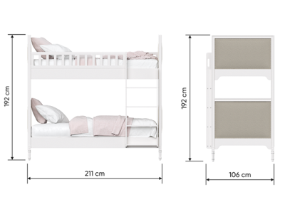 Кровать двухъярусная Ellipsefurniture Кровать двухъярусная Elit (белый, розовая ткань) арт. ET010110020109