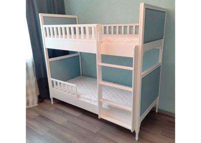 Кровать двухъярусная Ellipsefurniture Кровать двухъярусная Elit (белый, голубая ткань) арт. ET010109020109