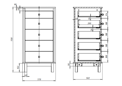 Мебель Ellipsefurniture Комод Classic 5 ящиков (молочный) арт. CLMBCD02030199