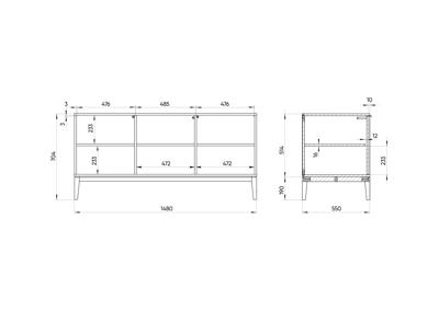 Тумба Ellipsefurniture Тумба Fjord 3 двери глубина 55 см (темно-серый) арт. FJ010102260101