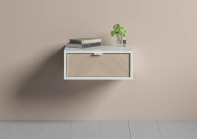 Консоль Ellipsefurniture Тумба прикроватная Fjord 1 ящик подвесная (белая) арт. FJ010101310101