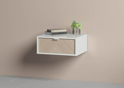 Консоль Ellipsefurniture Тумба прикроватная Fjord 1 ящик подвесная (белая) арт. FJ010101310101