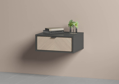Консоль Ellipsefurniture Тумба прикроватная Fjord 1 ящик подвесная (темно-серый) арт. FJ010102310101