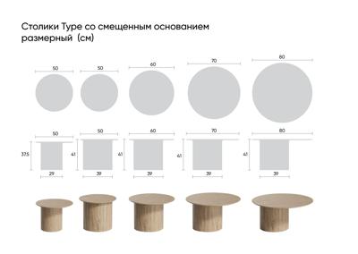 Столик Ellipsefurniture Столик Type D 50 см со смещенным основанием D 29 см (белый) арт. TY010106070101