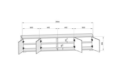 Мебель Ellipsefurniture Тумба Hub 4 двери напольная на низких ножках (белый, натуральный) арт. HU010101240101