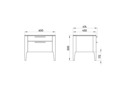 Мебель Ellipsefurniture Тумба прикроватная Type oak 2 ящика ширина 60 см (белый) арт. TY010202310101