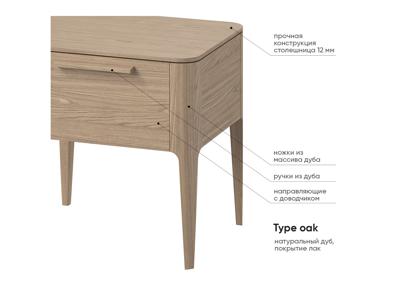 Мебель Ellipsefurniture Тумба прикроватная Type oak 2 ящика ширина 60 см (натуральный дуб) арт. TY010201310101