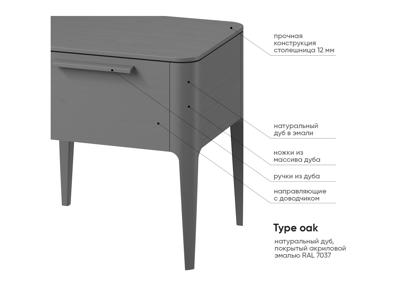 Мебель Ellipsefurniture Тумба прикроватная Type oak 2 ящика ширина 60 см (серый) арт. TY010203310101