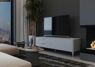 Мебель Ellipsefurniture Тумба Type oak под ТВ 2 ящика откидная дверь (светло-серый) арт. TY010204250101