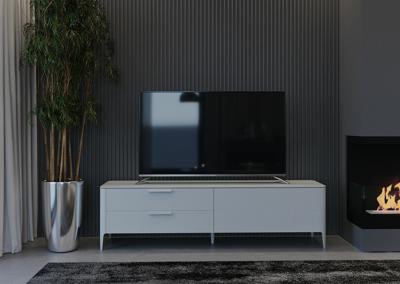 Мебель Ellipsefurniture Тумба Type oak под ТВ 2 ящика откидная дверь (светло-серый) арт. TY010204250101