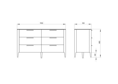 Мебель Ellipsefurniture Комод Type oak 6 ящиков ширина 170 см (серый) арт. TY010203100101