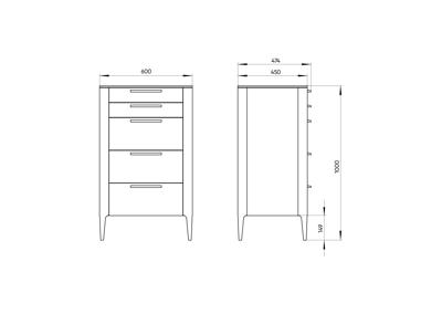 Мебель Ellipsefurniture Комод Type oak высокии? 5 ящиков (серый) арт. TY010203110101