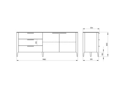 Тумба Ellipsefurniture Тумба Type oak 3 ящика 2 двери L (белый) арт. TY010202220101