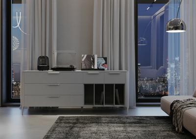 Тумба Ellipsefurniture Тумба Type oak 5 ящиков 4 полки ширина 200 см (молочный) арт. TY010206240101