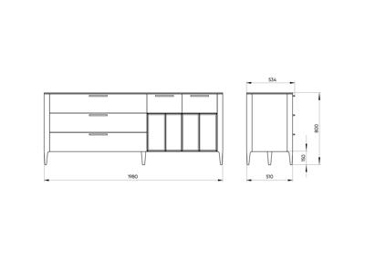 Тумба Ellipsefurniture Тумба Type oak 5 ящиков 4 полки ширина 200 см (молочный) арт. TY010206240101