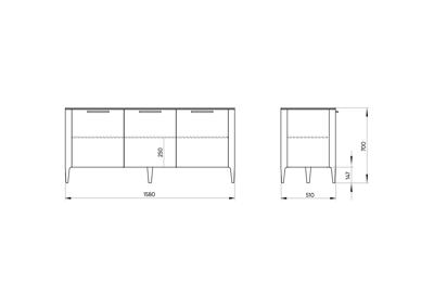 Тумба Ellipsefurniture Тумба Type oak 3 двери ширина 160 см (серый) арт. TY010203200101