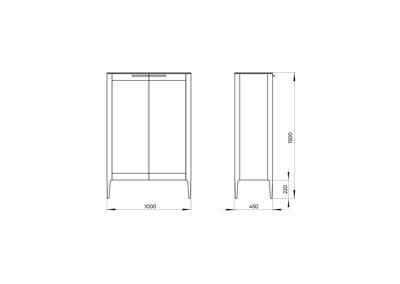 Витрина Ellipsefurniture Витрина Type oak стеклянная высота 150 см (молочный) арт. TY010206020101