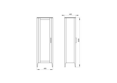 Витрина Ellipsefurniture Витрина Type oak стеклянная высота 200 см L (светло-серый) арт. TY010204030101