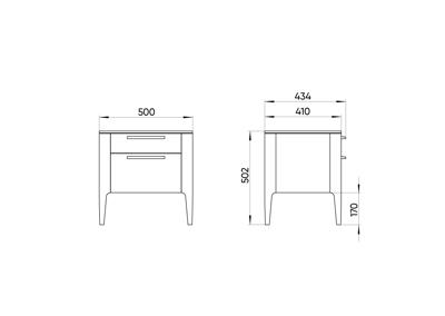 Мебель Ellipsefurniture Тумба прикроватная Type 2 ящика ширина 50 см (темно-серый) арт. TY010306320101
