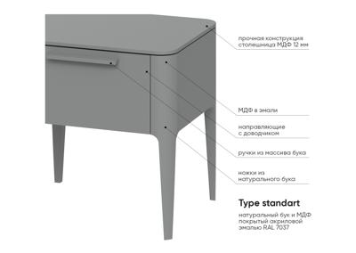 Мебель Ellipsefurniture Тумба прикроватная Type 2 ящика ширина 50 см (серый) арт. TY010303320101