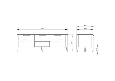 Тумба под ТВ Ellipsefurniture Тумба Type под ТВ ширина 160 см (белый) арт. TY010301280101