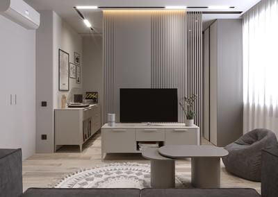 Тумба под ТВ Ellipsefurniture Тумба Type под ТВ ширина 160 см (серо-бежевый) арт. TY010304280101
